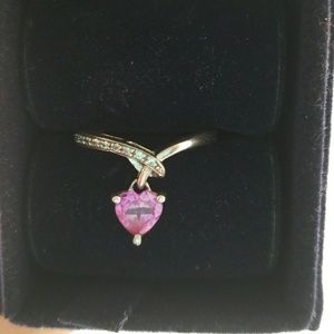 Sterling silver ring with pink sapphire stone